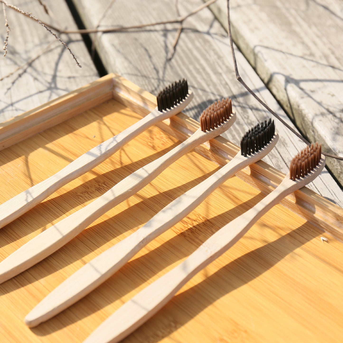 Eco Bamboo Toothbrush Set – 4 Soft Bristle Brushes for Natural Oral Care
