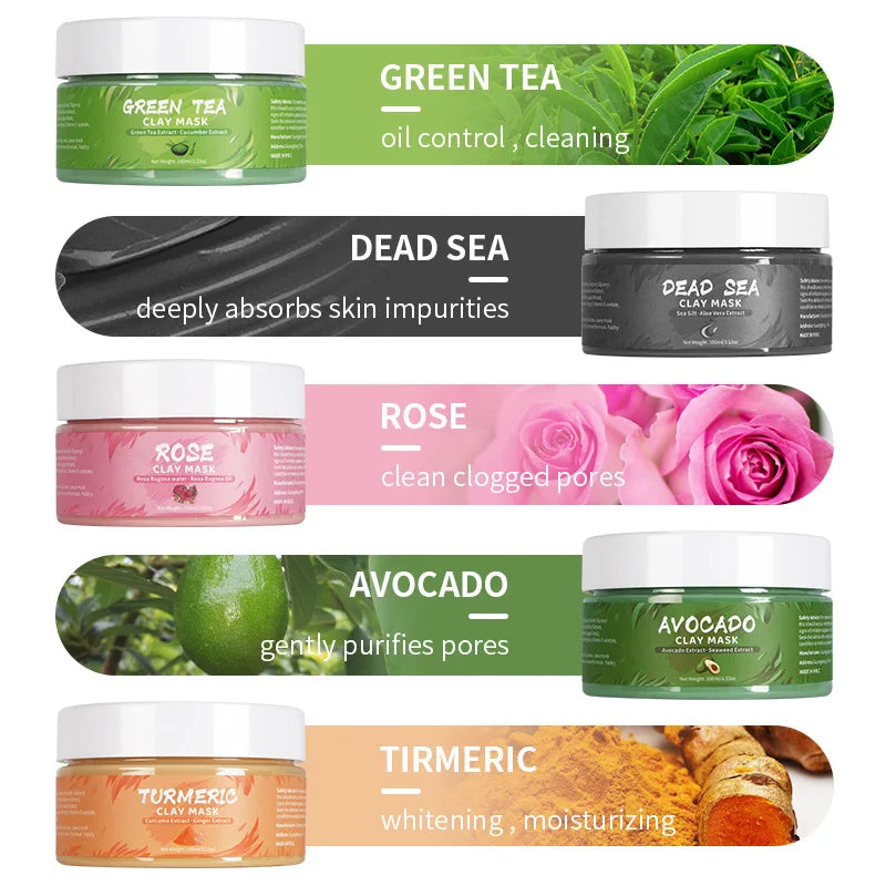 Natural Clay Face Mask – Hydrating, Calming & Purifying (Available in Turmeric, Green Tea or Avocado) - primenovagoods.com