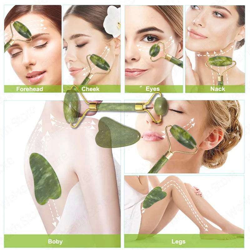 Jade Roller & Gua Sha Set – Natural Facial Massage Tools for Relaxation & Skin Toning - primenovagoods.com