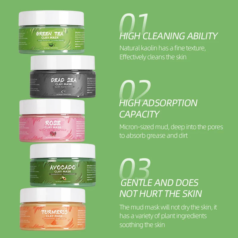 Natural Clay Face Mask – Hydrating, Calming & Purifying (Available in Turmeric, Green Tea or Avocado) - primenovagoods.com