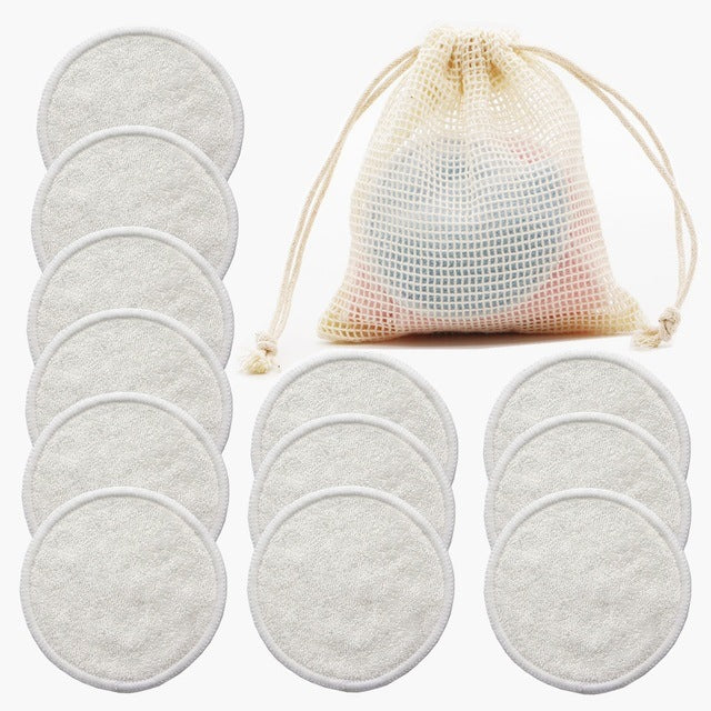 12-Pack Reusable Cotton Rounds with Mesh Bag – Soft, Washable & Eco-Friendly
