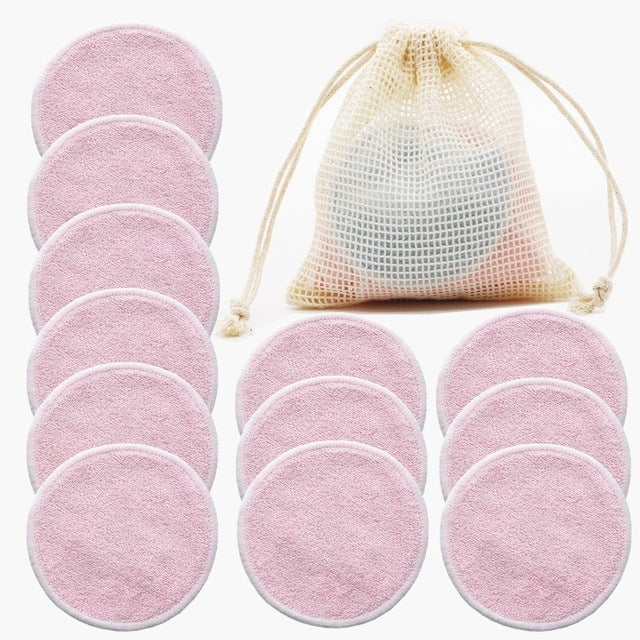 12-Pack Reusable Cotton Rounds with Mesh Bag – Soft, Washable & Eco-Friendly