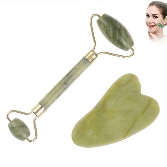 Jade Roller & Gua Sha Set – Natural Facial Massage Tools for Relaxation & Skin Toning