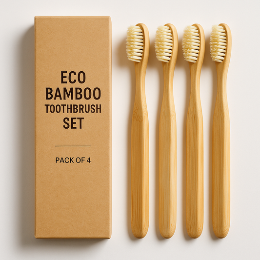 Eco Bamboo Toothbrush Set – 4 Soft Bristle Brushes for Natural Oral Care